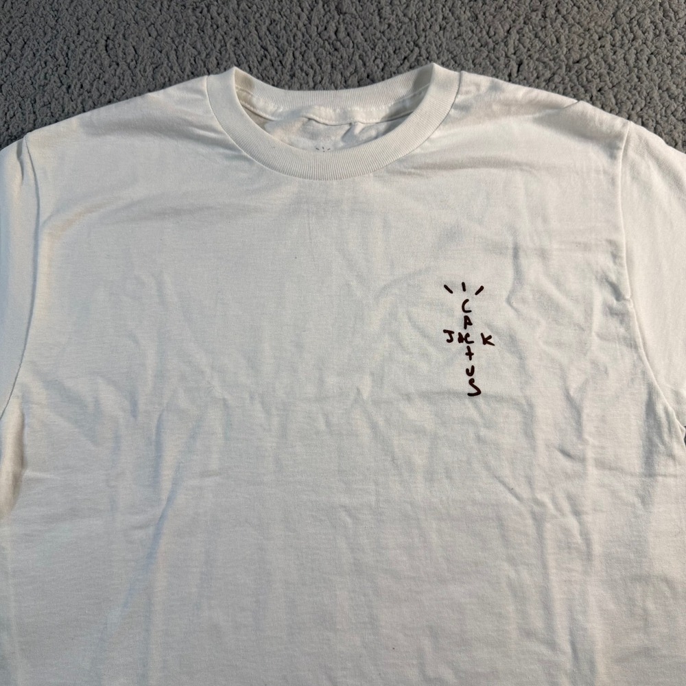 Travis‎ Scott Cactus Jack White Graphic T-Shirt Mens Small Cotton Crewneck 2020